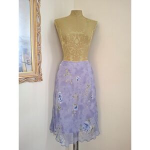 Vintage Star C.C.C. Purple Floral Knee Length Skirt Whimsy Fairy Cottage Large